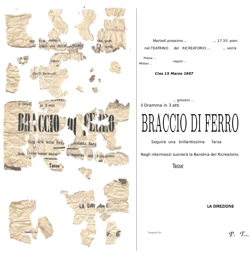Locandina teatrale con menzione della banda, 1907